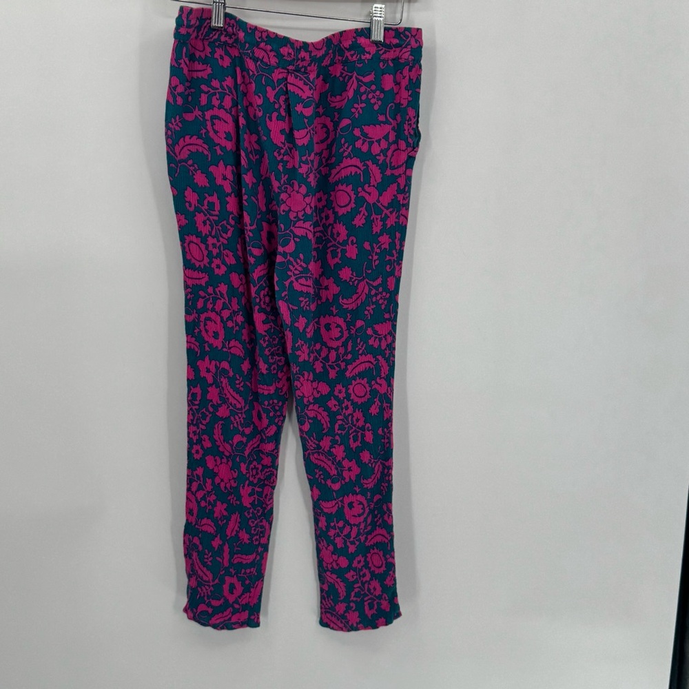 Boden Bembridge Floral Tapered Cropped Pants Pink Teal Drawstring Women’s 6R - Picture 5 of 8